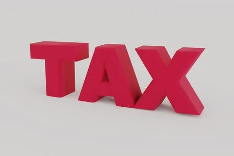 3D Render red TAX word isolated on white background , payment and business ta Stock Illustration