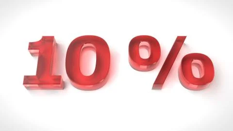 3D render red text 10 percent off on white background Stock Illustration