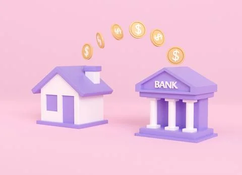 3d render refinance and retention business home. Financial transactions, ho.. Ilustración de archivo