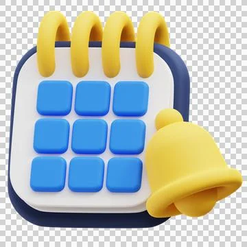 3D Render of Reminder Notification with Calendar and Bell Icon Stock Illustration