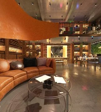 3d render of restaurant cafe Stock Illustration