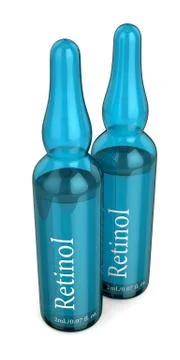 3d render of retinol ampoules over white Stock Illustration