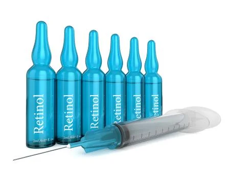 3d render of retinol ampoules over white Stock Illustration
