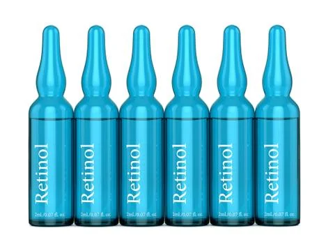 3d render of retinol ampoules over white Stock Illustration