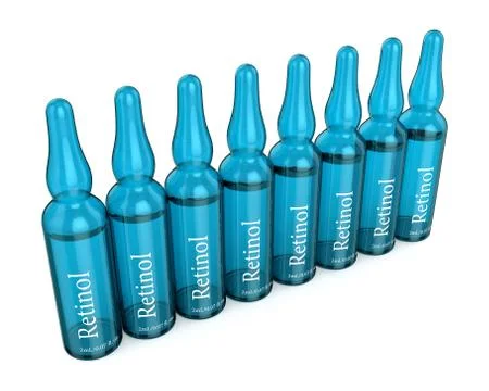 3d render of retinol ampoules over white Stock Illustration