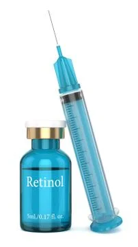 3d render of retinol vial with syringe Stock Illustration