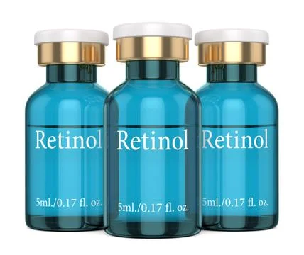 3d render of retinol vials over white Stock Illustration