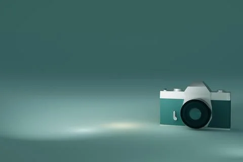3d render of retro slr camera with pastel blue tones 스톡 일러스트