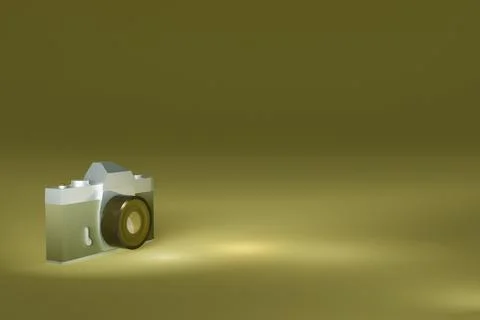 3d render of retro slr camera with pastel yellow tones 스톡 일러스트