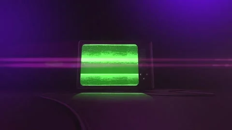 3d render of Retro-vintage analog TV set Green Background with Noise and Static Stock Footage 277193924