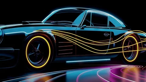 3d render, retrowave VJ futuristic cinematic background, endless loop Stock Footage 273318205