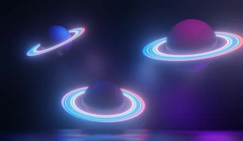 3d render of RGB neon light on darkness background. Abstract Laser lines sh.. Stock Illustration