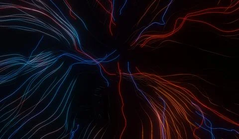 3d render of RGB neon light on darkness background. Abstract Laser lines sh.. Illustrazione stock
