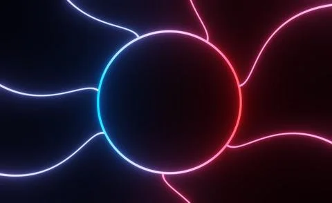 3d render of RGB neon light on darkness background. Abstract Laser lines sh.. Illustrazione stock