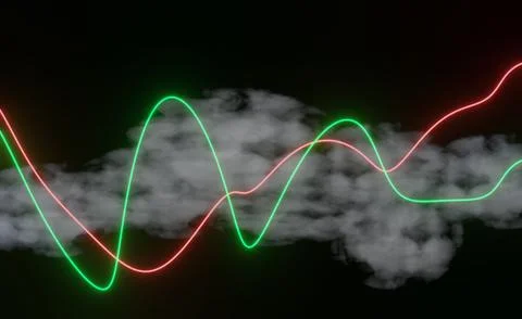 3d render of RGB neon light on darkness background. Abstract Laser lines sh.. Illustrazione stock