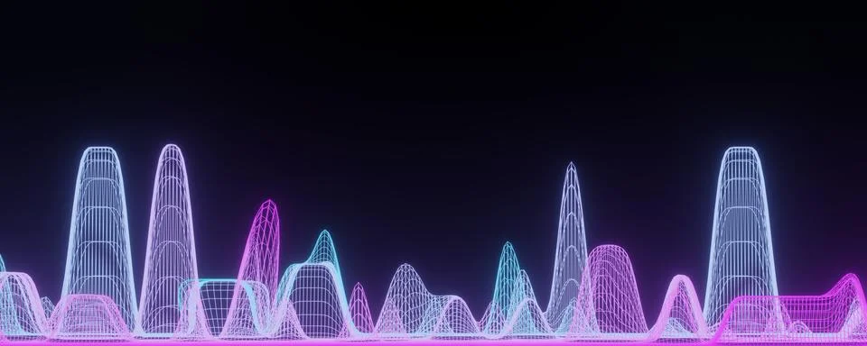 3d render of RGB neon light on darkness background. Abstract Laser lines sh.. Illustrazione stock