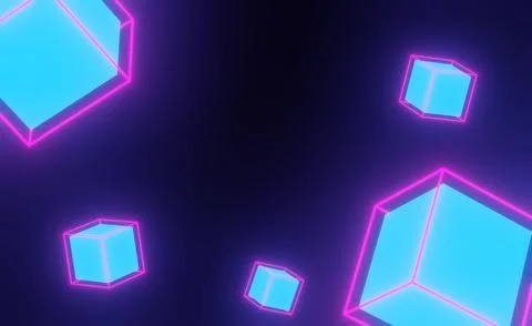 3d render of RGB neon light on darkness background. Abstract Laser lines sh.. Stock Illustration