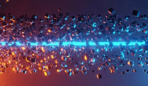 3d render of RGB neon light on darkness background. Abstract Laser lines sh.. Stock Photos