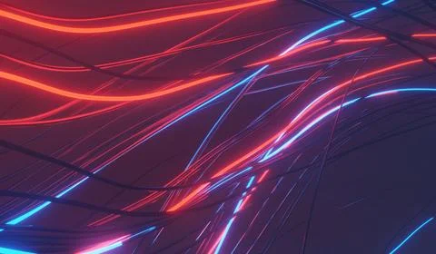 3d render of RGB neon light on darkness background. Abstract Laser lines sh.. Stock Photos
