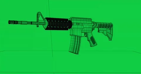 3d render of rifle gun with mesh Stock Footage 197525159