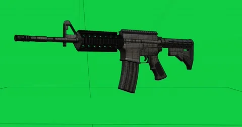 3d render of rifle gun with mesh Stock Footage 197525161