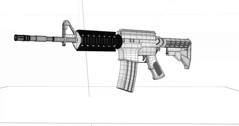 3d render of rifle gun with mesh Stock Footage 197525162