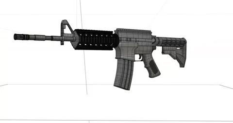 3d render of rifle gun with mesh Stock Footage 197525201