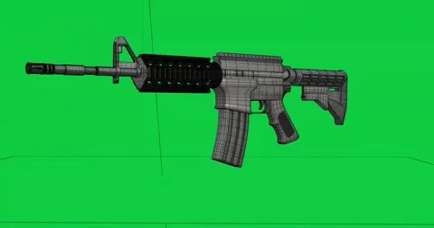 3d render of rifle gun with mesh Stock Footage 197525202