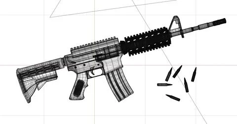 3d render of rifle gun with mesh Stock Illustration