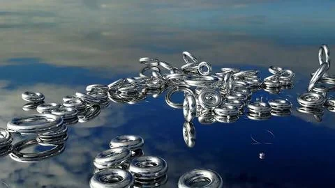 3D Render Rings Turning in the Skies Fun Background Stock Illustration