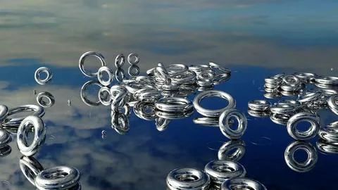 3D Render Rings Turning in the Skies Fun Background Illustrazione stock