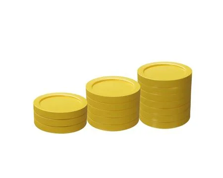 3D render rising golden stacks Stock Illustration