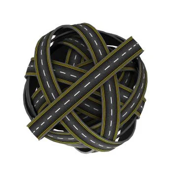 3D Render of Road around a globe Stockillustratie