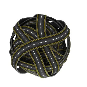 3D Render of Road around a globe 스톡 일러스트