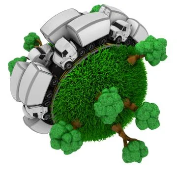 3D Render of Road around a grassy globe Illustrazione stock