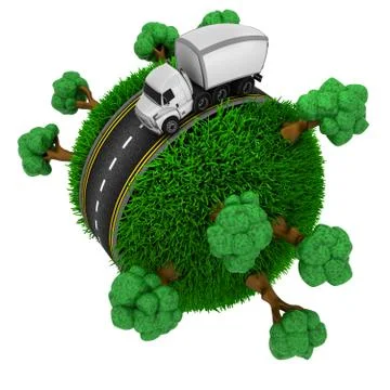 3D Render of Road around a grassy globe Illustrazione stock