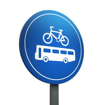 3D Render Road Sign of Buses and cycles  only Isolated on a White Background Stock Illustration