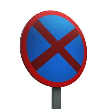 3D Render Road Sign of No stopping Isolated on a White Background Stock Illustration