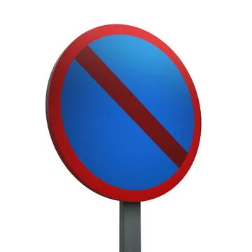 3D Render Road Sign of No waiting Isolated on a White Background 스톡 일러스트