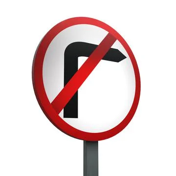 3D Render Road Sign of No right turn Isolated on a White Background Stock Illustration
