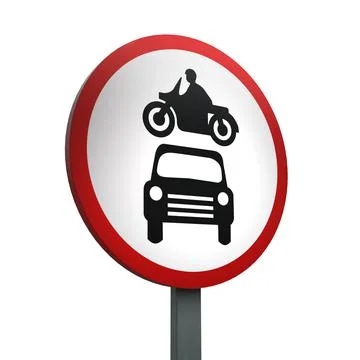 3D Render Road Sign of No motor and vehicles Isolated on a White Background Stock Illustration