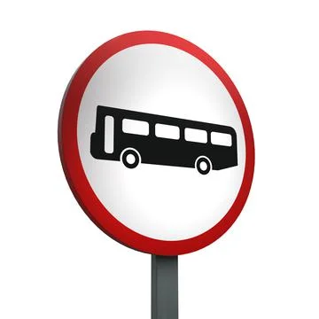 3D Render Road Sign of No buses Isolated on a White Background Stock Illustration