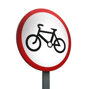 3D Render Road Sign of No cycling Isolated on a White Background Stock Illustration