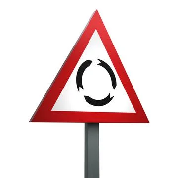 3D Render Road Sign of Roundabout Isolated on a White Background Stock Illustration