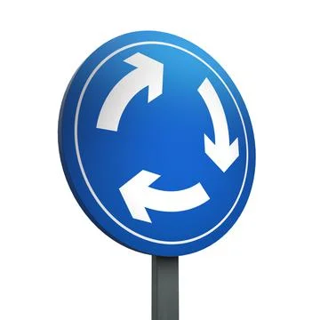 3D Render Road Sign of roundabout circulation Isolated on a White Background Stock Illustration