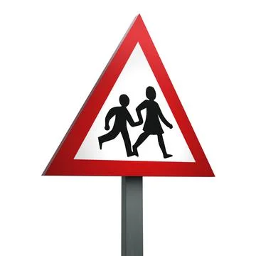 3D Render Road Sign of School crossing  patrol ahead Isolated on a White Back 스톡 일러스트