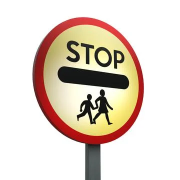 3D Render Road Sign of School crossing  patrol Isolated on a White Background Stock Illustration