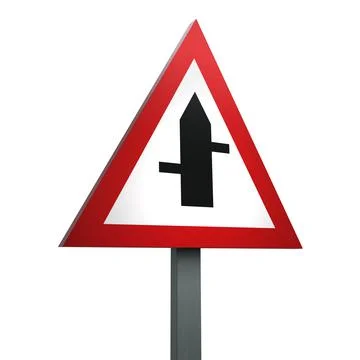 3D Render Road Sign of Staggered junction  Isolated on a White Background Stock Illustration