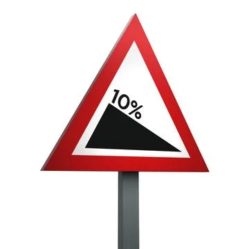 3D Render Road Sign of Steep hill downwards Isolated on a White Background Stock Illustration