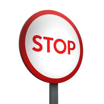 3D Render Road Sign of Stop Isolated on a White Background Stock Illustration